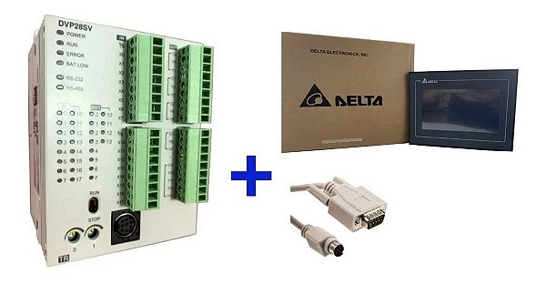 Kit Plc Dvp28sv11t + Ihm Dop107ev Ethernet+cabo Serial Rs485