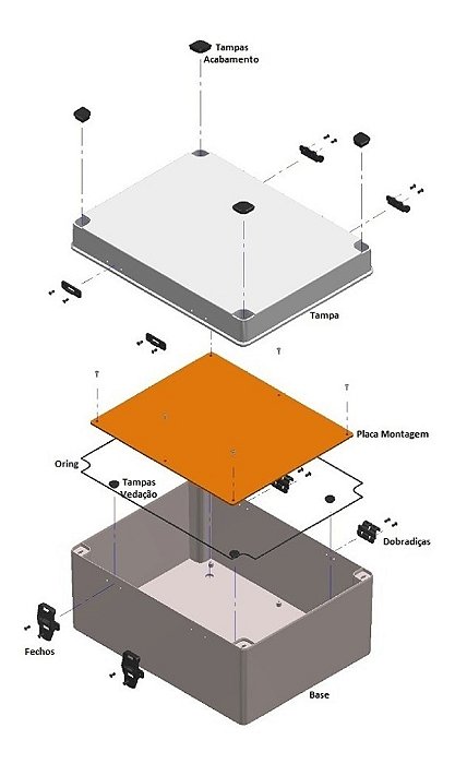 Caixa Painel Comando Elétrico Quadro Plástico Cinza 40x30x20 Cor Bege
