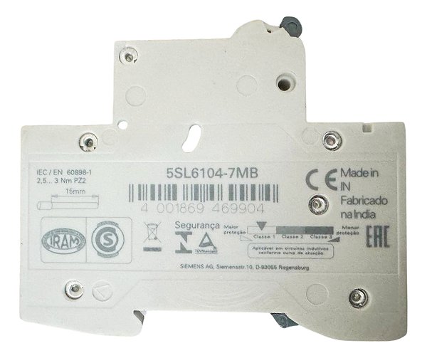 Disjuntor Monopolar Siemens Curva C 4  5sl1