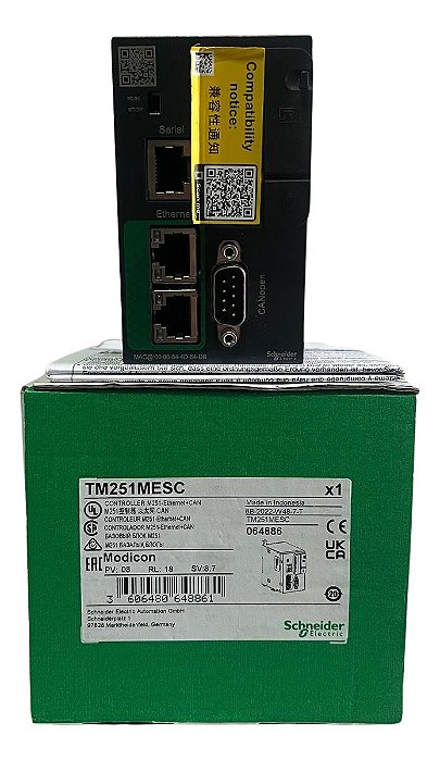 Tm251mesc Modbus Tcp/ethernet Ip/canopen/opc Ua 24 Vdc Novo