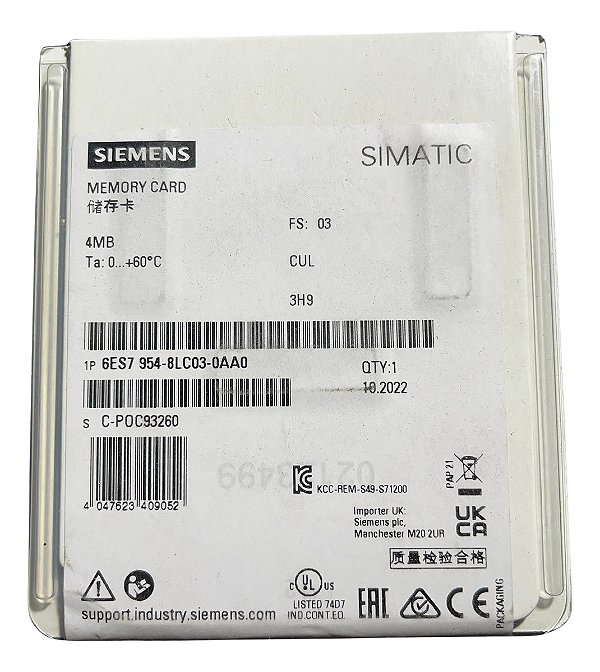 6es7954-8lc03-0aa0 Siemens Simatic S7, Memory Card For S7-1x