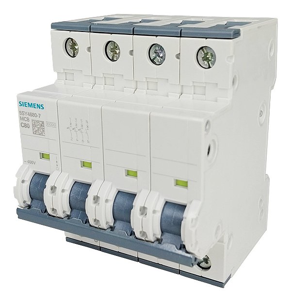Mini Disjuntor Siemens 5sy4680-7 Mcb C80 3+n 400v 80a 10ka