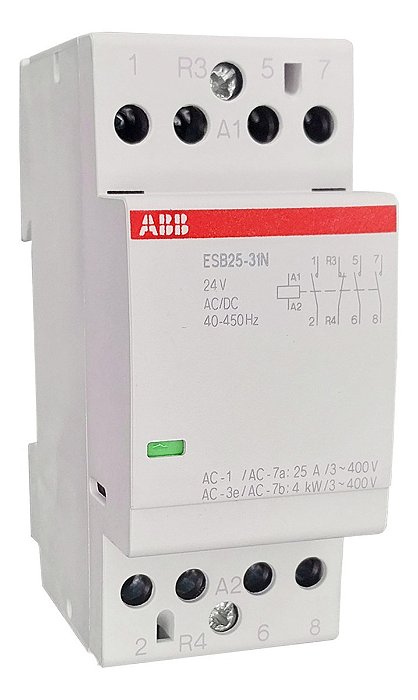 Contator De Instalação Abb Esb25-31n 24v Ac/dc 40-450hz
