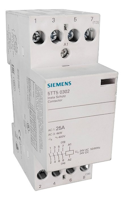 Contator Tetrapolar Siemens 5tt5 0302 25a 400v 4no
