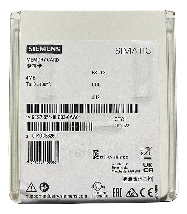 6es7954-8lc03-0aa0 Siemens Simatic Cartão De Memoria