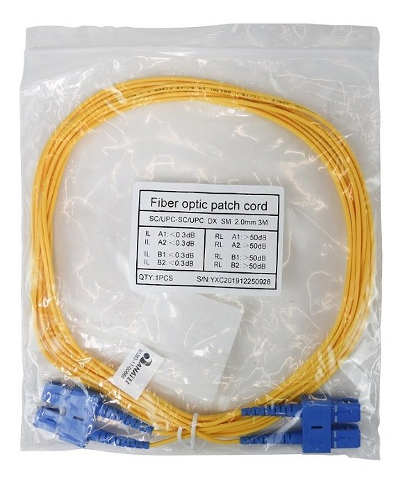 Cordão Óptico Sc/upc-sc/upc Dx Single Mode 2.0mm 3m