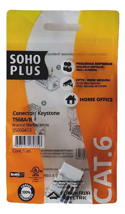 Conector Rj 45 Fêmea Cat.6 Sohoplus Furukawa Branco 35050413