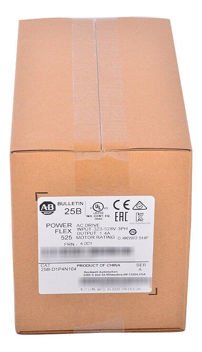 Allen-bradley 25b-d1p4n104 Powerflex525 0.4kw 0.5hp Ac Drive