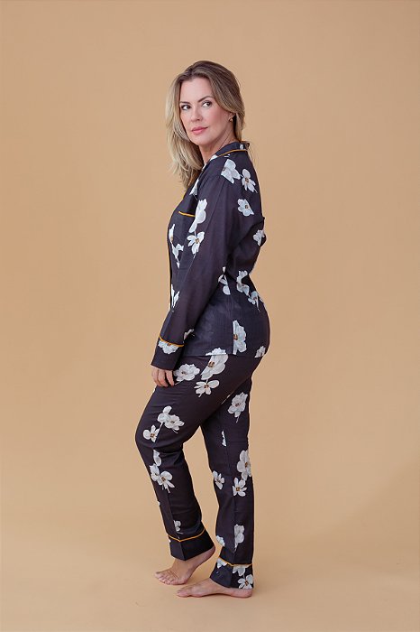 Pijama americano longo Marinho Floral
