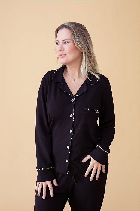 Pijama americano longo Preto Citrino