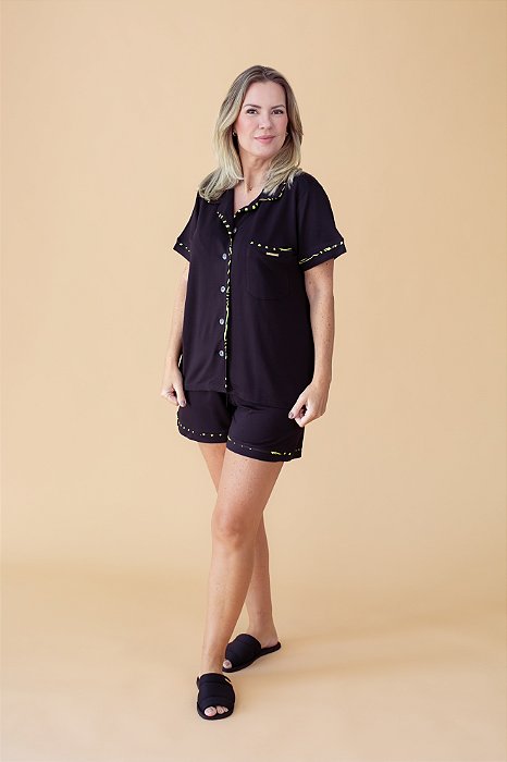 Pijama americano curto Preto Citrino