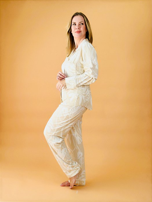 Pijama americano longo Bege Cordas