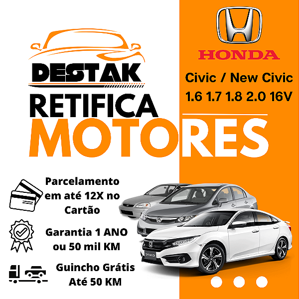 Retifica Motor Honda Civic New Civic 1.6 1.7 1.8 2.0 16V
