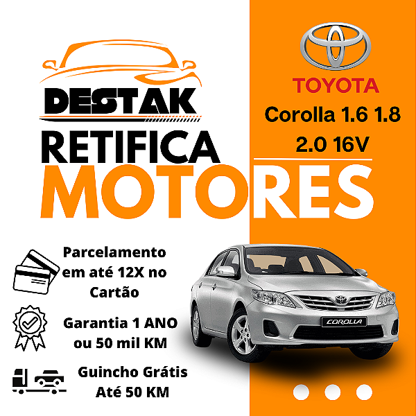 Retifica Motor Corolla 1.6 1.8 2.0 16V