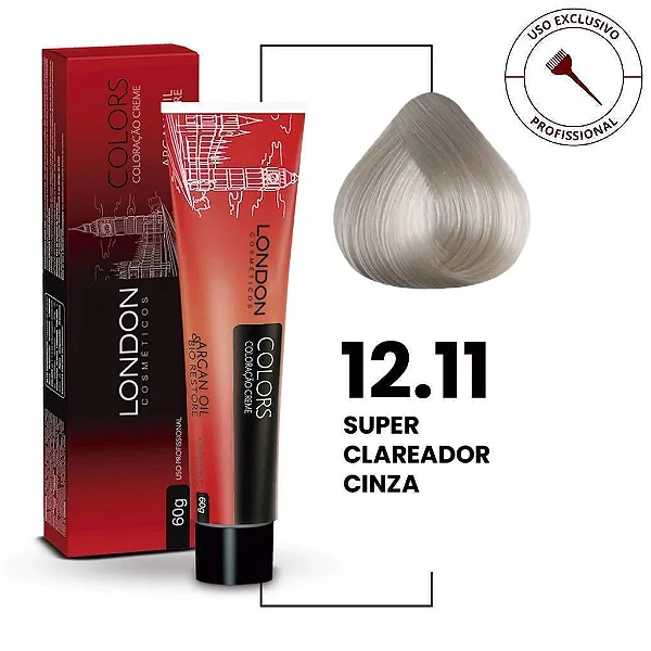 Coloração com Amônia Colors 12.11 Super Clareador Cinza 60g | London Cosméticos