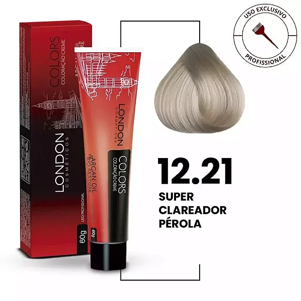 Coloração com Amônia Colors 12.21 Super Clareador Pérola 60g | London Cosméticos
