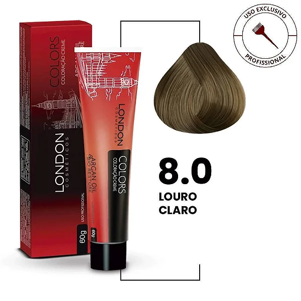 Coloração com Amônia Colors 8.0 Louro Claro 60g | London Cosméticos