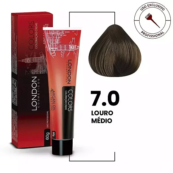 Coloração com Amônia Colors 7.0 Louro Médio 60g | London Cosméticos