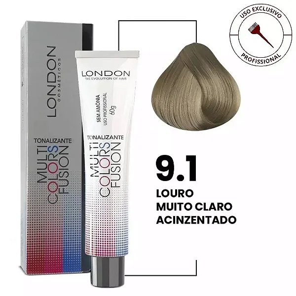 Tonalizante Multi Colors Fusion 9.1 Louro Muito Claro Acinzentado 60g | London Cosméticos