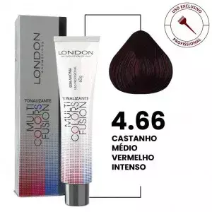 Tonalizante Multi Colors Fusion 4.66 Castanho Médio Vermelho Intenso 60g | London Cosméticos