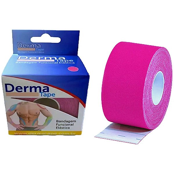 Bandagem Elástica Kinesio DermaTape 5mX5cm Rosa - unidade