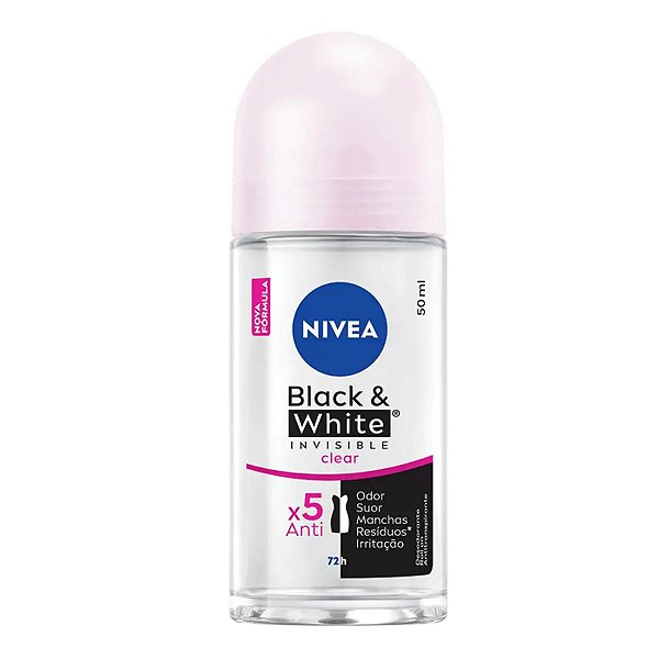 Desodorante Antitranspirante Roll On Nivea Invisible Black & White Clear 50ml
