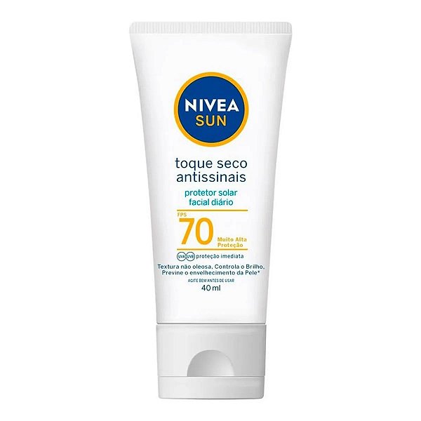 Protetor Solar Facial Nívea Sun Toque Seco FPS70 Antissinais 40ml