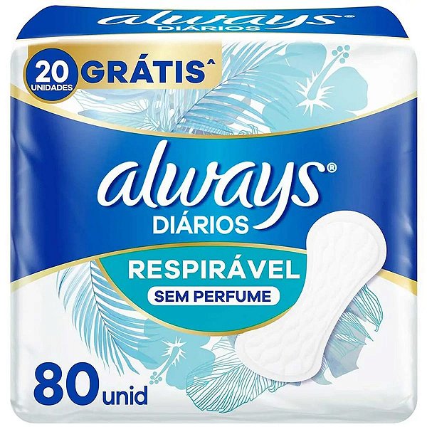Protetor Diário Always Respirável Sem Perfume 80 Unidades