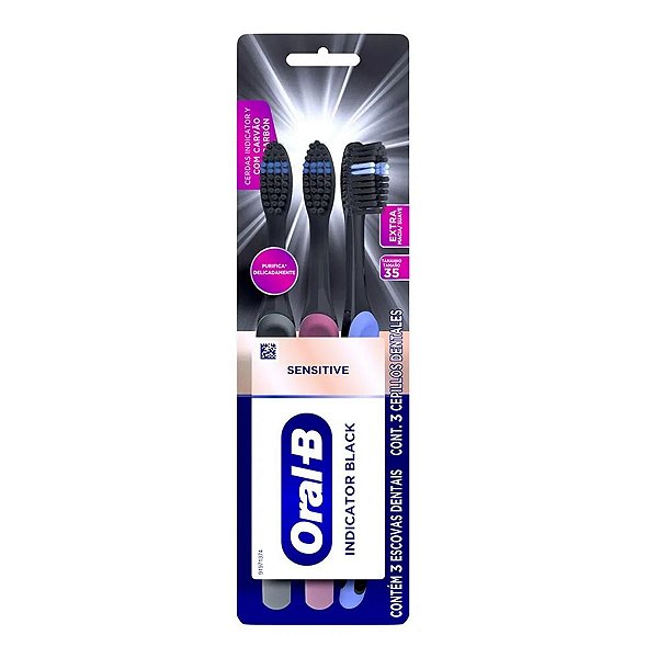 Escova Dental Oral-B Indicator Black Sensitive 3 Unidades
