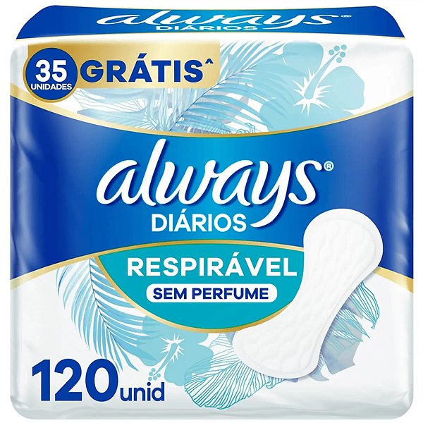 Protetor Diário Always Sem Abas Respirável Sem perfume 120 Unidades