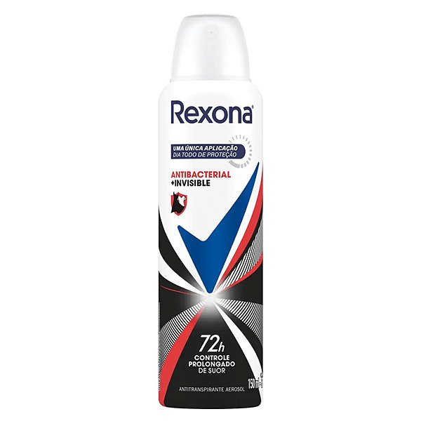 Desodorante Antitranspirante Aerosol Feminino Rexona Antibacterial + Invisible 72 horas 150ml