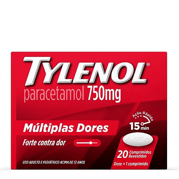 Analgésico e Antitérmico Tylenol 500mg 20 Comprimidos