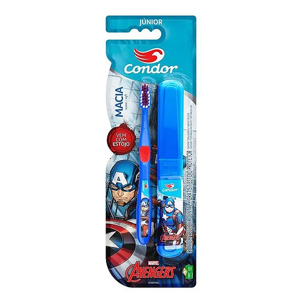 Escova Dental Condor Avengers Macia 1 Unidade + Estojo
