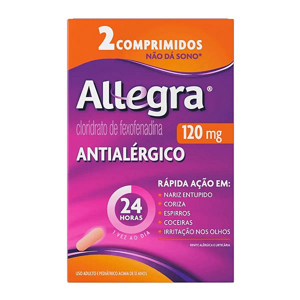 Antialérgico Allegra 120mg 2 Comprimidos Revestidos