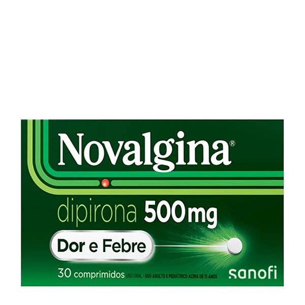 Analgésico e Antitérmico Novalgina 500mg Dipirona 30 Comprimidos
