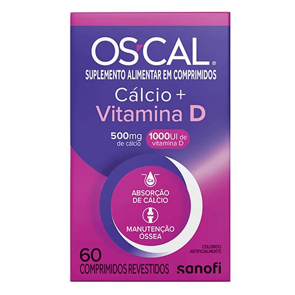 Suplemento Alimentar Os-Cal D Cálcio 500mg + Vitamina D 1000UI 60 comprimidos