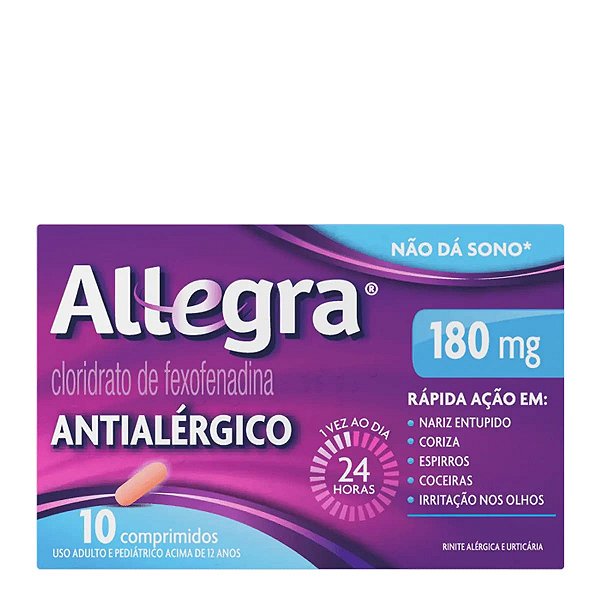 Antialérgico Allegra 180mg 10 Comprimidos Revestidos