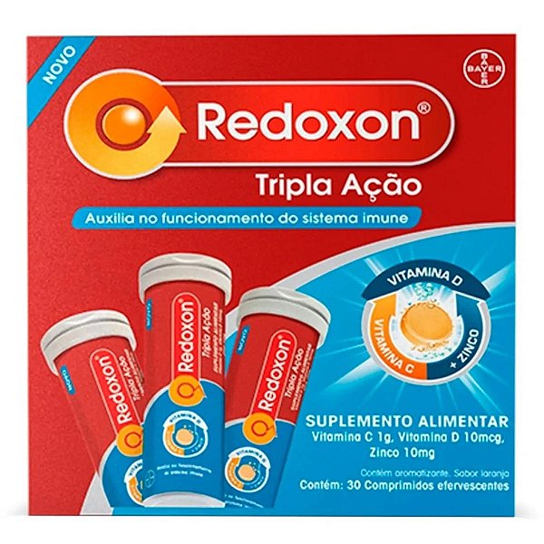 Redoxon Tripla Ação Vitamina C D e Zinco 30 Comprimidos Efervescentes