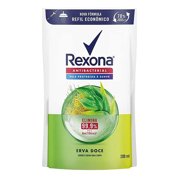 Refil Sabonete Líquido Rexona Antibacteriano Erva Doce 200ml