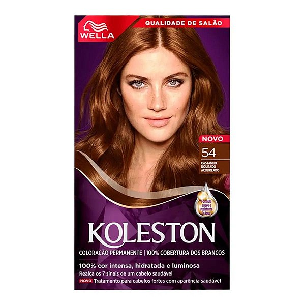 Tinta de Cabelo Wella Koleston 54 Castanho Dourado Acobreado