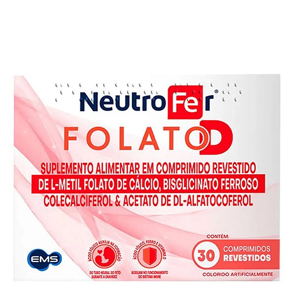 Suplemento Alimentar Neutrofer Folato D EMS 30 Comprimidos