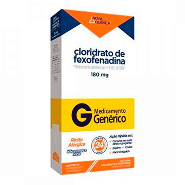 Antialérgico Cloridrato de Fexofenadina 180mg Genérico Nova Química 10 Comprimidos
