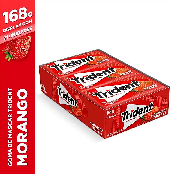 Chiclete 5S sabor Morango caixa com 21 unidades de 8g - Trident
