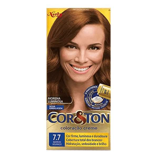 Tinta de Cabelo Niely Cor&Ton 7.7 Marrom Dourado