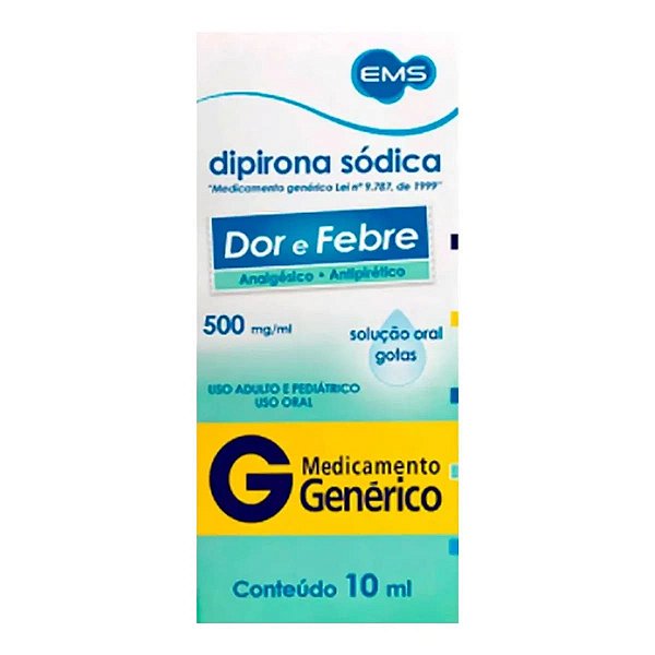Analgésico e Antitérmico Dipirona Sódica 500mg/ml Genérico EMS 10ml