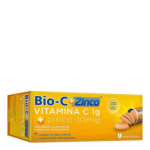 Vitamina BIO-C + Zinco 10mg União Química 10 Comprimidos