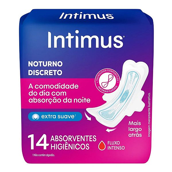 Absorvente Intimus® Noturno Discreto C/Abas 14 Unidades
