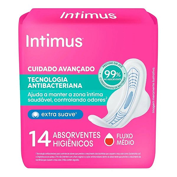 Absorvente Intimus® Tecnologia Antibacteriana C/Abas 14 Unidades