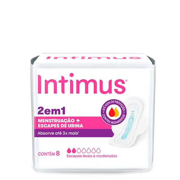 Absorvente Intimus 2 em 1 Suave com Abas 8 Unidades