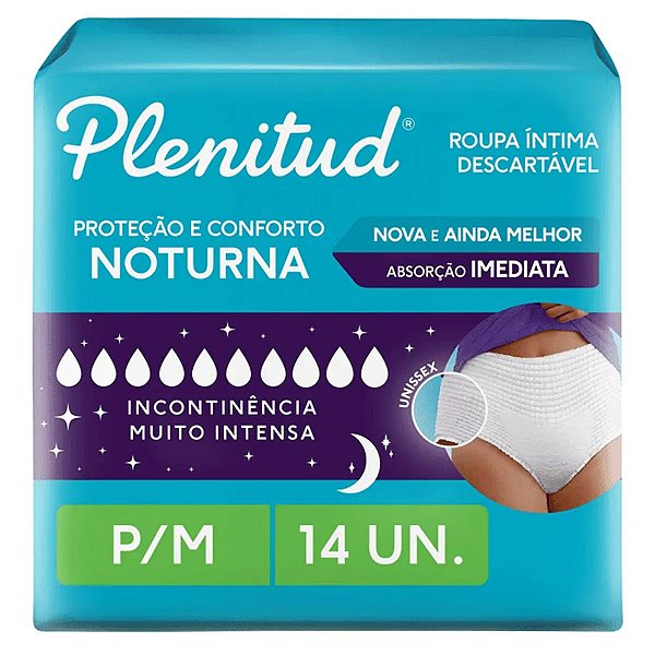 Roupa Íntima Plenitud Noturna P/M 14 Unidades